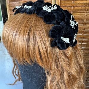 Black Velvet Vintage Mid Century Hat